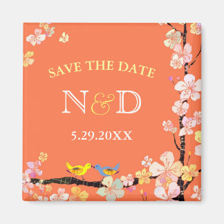 Aimant Jardin des oiseaux de printemps Mariage Enregistre