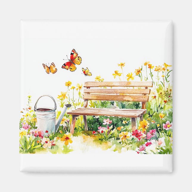 Aimant Jardin d'été avec papillons (Devant)
