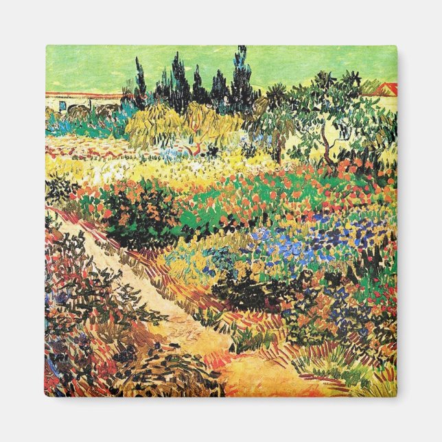 Aimant Jardin fleuri avec chemin, Vincent van Gogh (Devant)