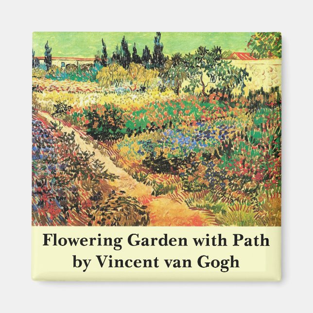 Aimant Jardin fleuri avec sentier par Vincent van Gogh (Devant)