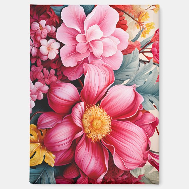 Aimant Jardin Floral Tropical Rose Exotique (Recto)