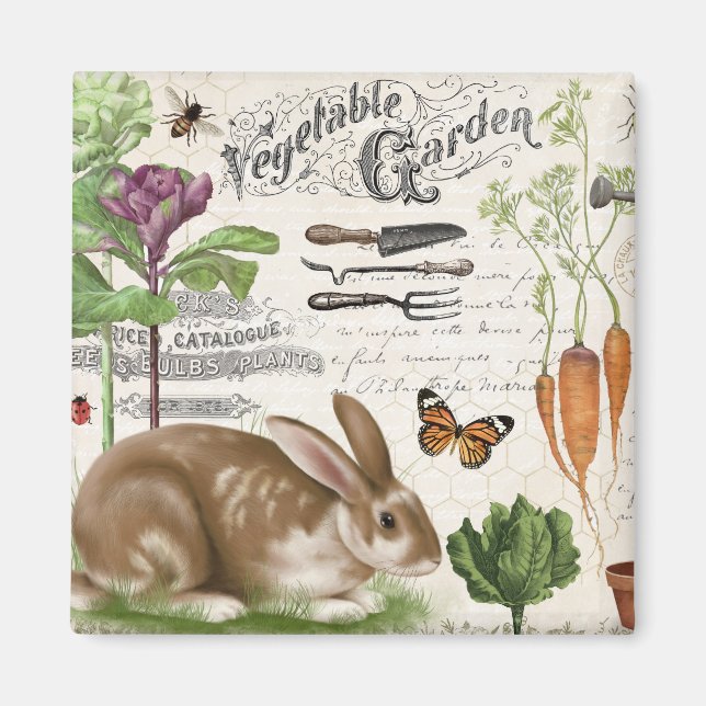 Aimant Jardin français Vintage moderne Rabbit (Devant)