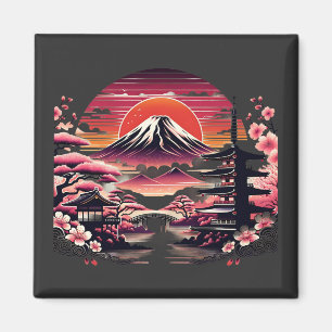 Aimant Jardin japonais de Sakura Mont Fuji Fleur de ceris