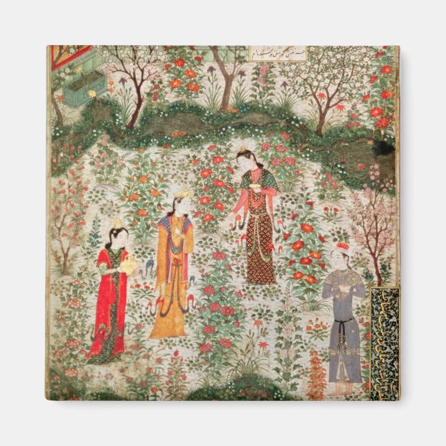 Aimant Jardin persan, 15ème siècle (avec papier) (Devant)
