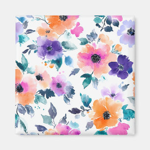 Aimant Jardin printanier vintage floral aquarelle
