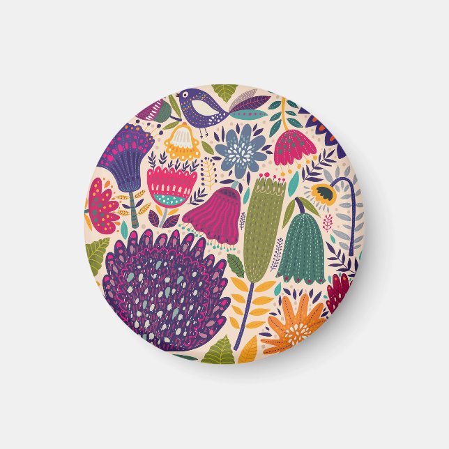 Aimant Jardin tropical : collection motif de printemps. (Devant)