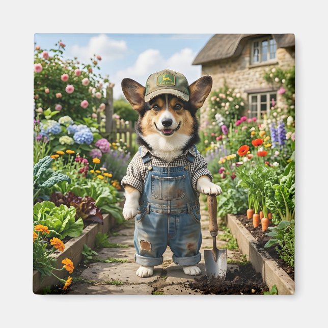 Aimant Jardinier Corgi (Devant)