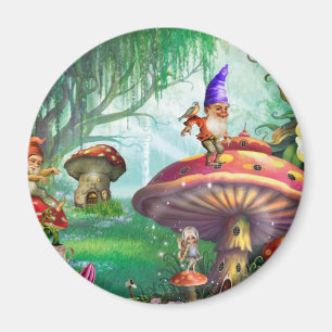 Aimant Jardins de fleurs de champignons Gnomes enchantés