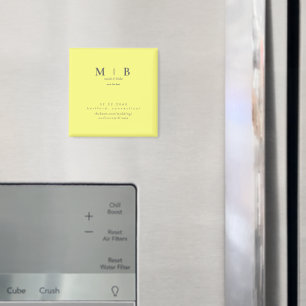 Aimant Jaune Beurré Monogramme Mariage Enregistrez la Dat