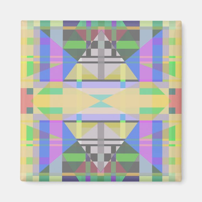 Aimant Jaune bleu violet géométrique (Devant)