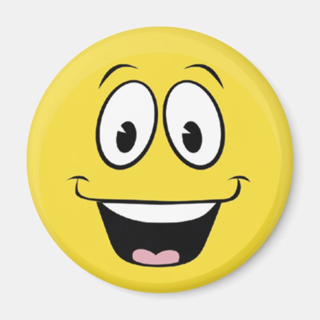 Aimant Jaune brillant et joyeux visage souriant (Devant)
