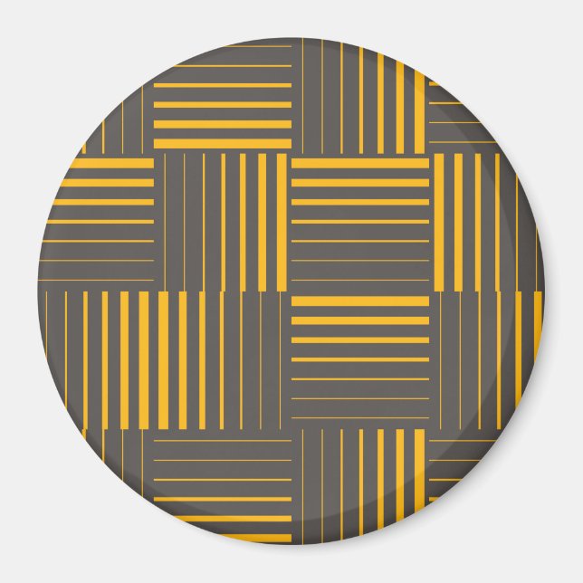 Aimant Jaune, cool, unique, tendance, lignes modernes (Devant)