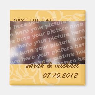 Aimant Jaune enregistrer la date mariage photo faire-part