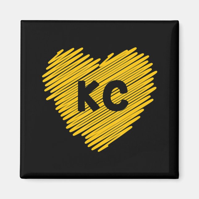 Aimant Jaune Kansas City Coeur Amoureux Football KC Mens (Devant)