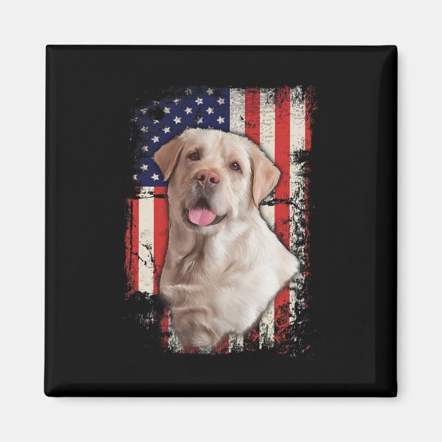Aimant Jaune Labrador Labs Patriotique American Flag Chie (Devant)