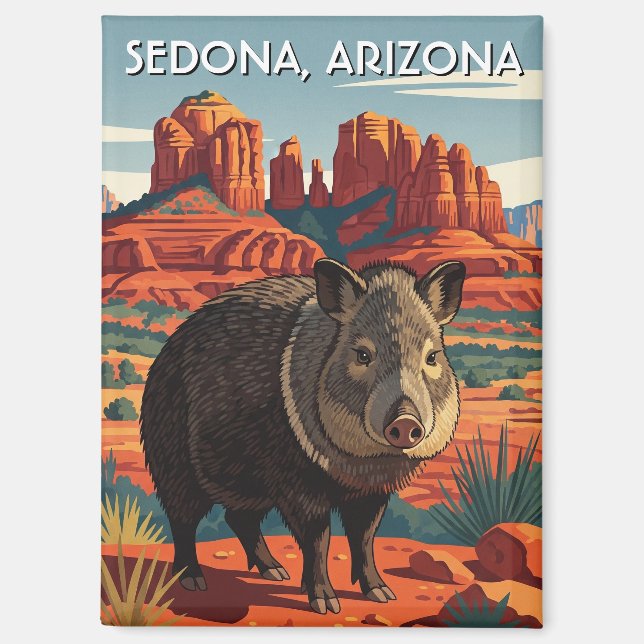 Aimant Javelina à Sedona Arizona Voyage Vertical (Recto)