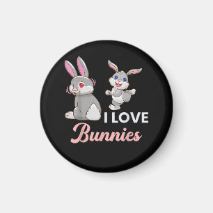 Aimant Je adore les lapins drôle de jour de Pâques lapin