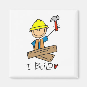 Aimant Je construis des Tshirts de charpentier à figure b