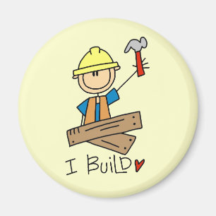 Aimant Je construis des Tshirts de charpentier à figure b