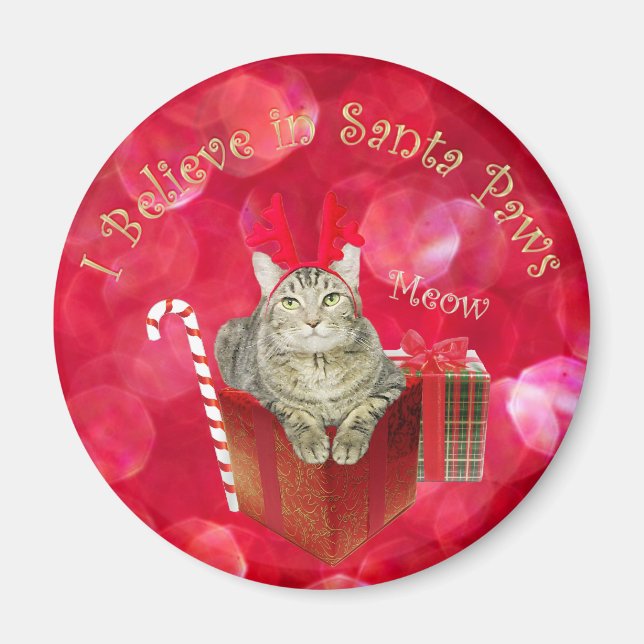 Aimant Je crois en Père Noël Paws (Devant)