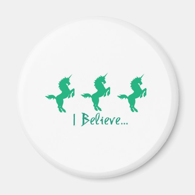 Aimant Je Crois Green Unicorn Design (Devant)