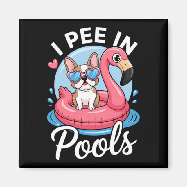 Aimant Je fais pipi dans les piscines Chien mignon Blague (Devant)