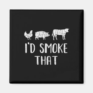 Aimant Je fumerais ce barbecue amusant chef fumeur de bar