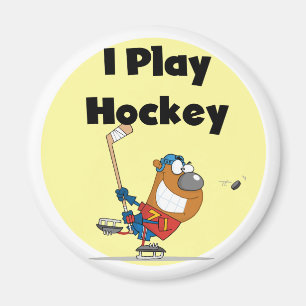 Aimant Je joue des T-shirts et des cadeaux d'hockey