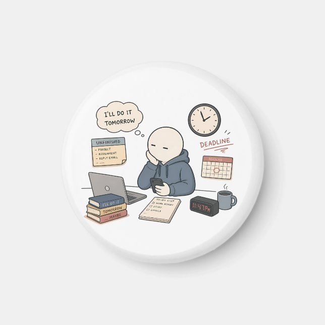 Aimant Je le ferai demain Mème drôle de procrastination (Devant)
