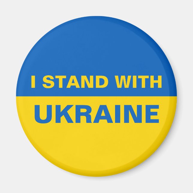 Aimant Je me tiens avec le drapeau ukrainien de l'Ukraine (Devant)