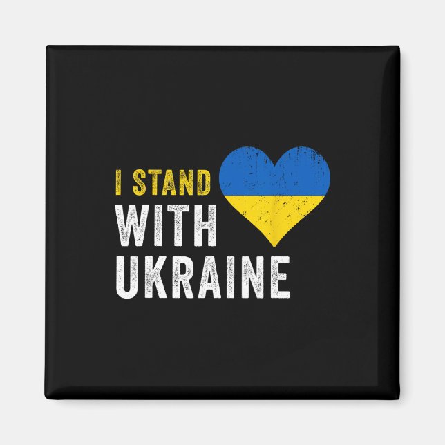 Aimant Je me tiens avec l'Ukraine Arrêtez Poutine Arrêtez (Devant)