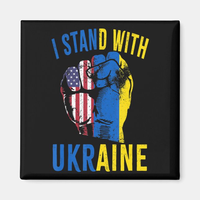 Aimant Je Me Tiens Avec L'Ukraine Drapeau Américain Souti (Devant)