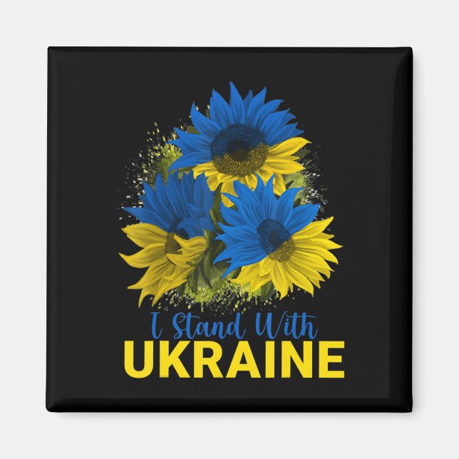 Aimant Je Me Tiens Avec L'Ukraine Drapeau De Tournesol Pa (Devant)