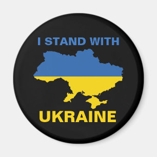 Aimant Je me tiens avec l'Ukraine drapeau et carte ukrain
