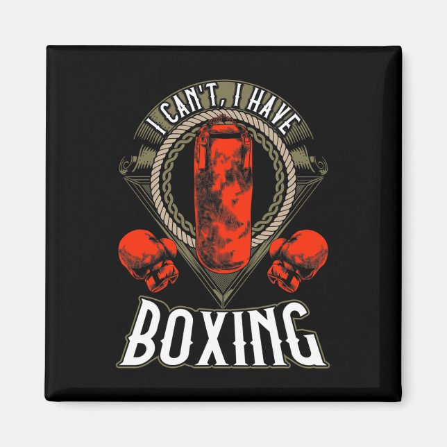 Aimant Je ne peux pas avoir de gants de boxe (Devant)