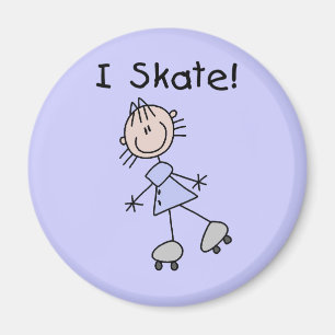 Aimant Je Patine Fille Patineuse à Roulettes