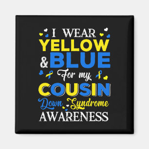 Aimant Je porte du bleu et du jaune pour mon cousin attei