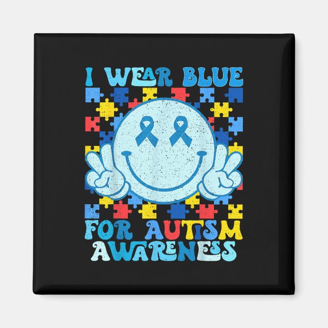 Aimant Je Porte Du Bleu Pour Le Mois De La Sensibilisatio (Devant)
