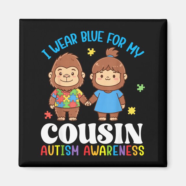 Aimant Je porte du bleu pour mon cousin Sensibilisation à (Devant)