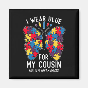 Aimant Je Porte Du Bleu Pour Mon Cousin Sensibilisation s