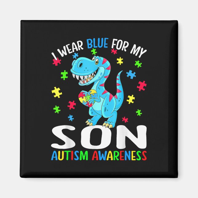 Aimant Je Porte Du Bleu Pour Mon Fils Sensibilisation sur (Devant)