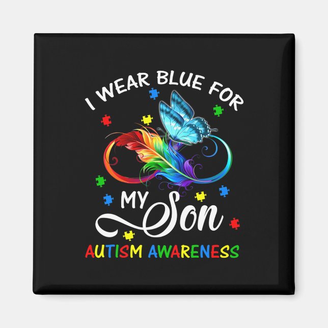 Aimant Je Porte Du Bleu Pour Mon Fils Sensibilisation sur (Devant)