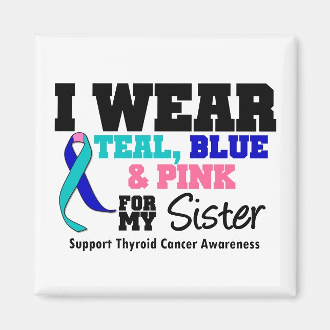 Aimant Je Porte Du Ruban Thyroïde Cancer Pour Ma Soeur (Devant)