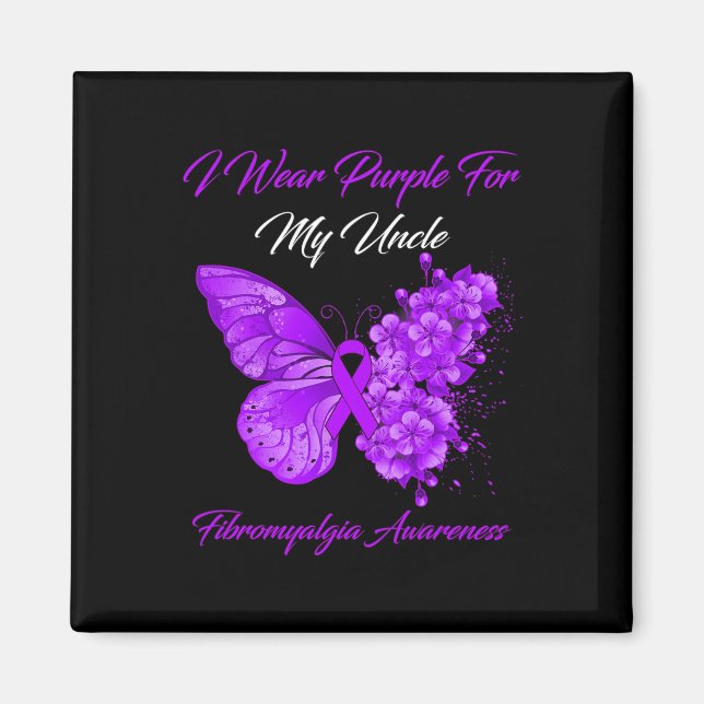 Aimant Je Porte Du Violet Pour Mon Oncle Fibromyalgie Gue (Devant)