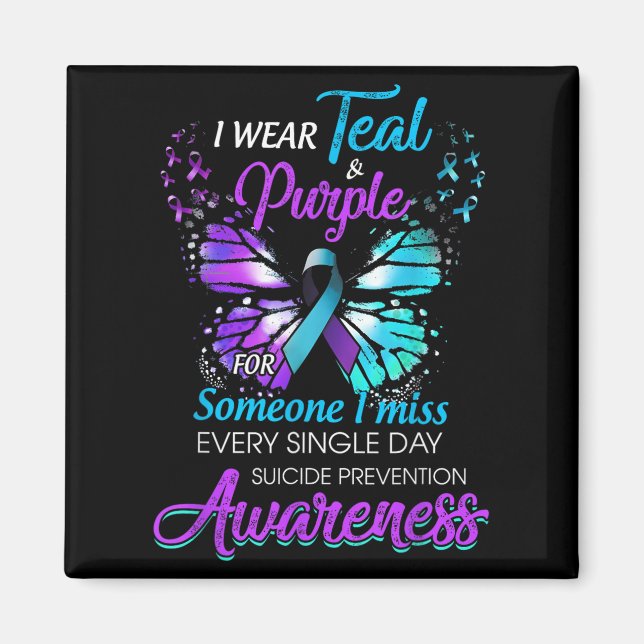 Aimant Je Porte le &amp Turquoise; Purple Suicide Prevent (Devant)