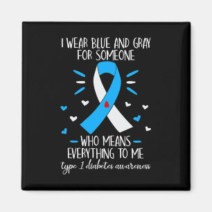 Aimant Je porte le bleu et le gris Type 1 Diabète Sensibi