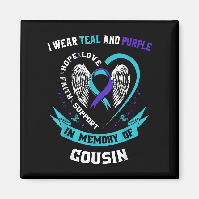 Aimant Je Porte Le Turquoise Et Le Violet Pour Ma Cousin  (Devant)