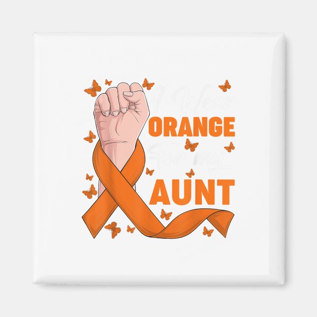 Aimant Je porte orange pour le mois de sensibilisation à  (Devant)