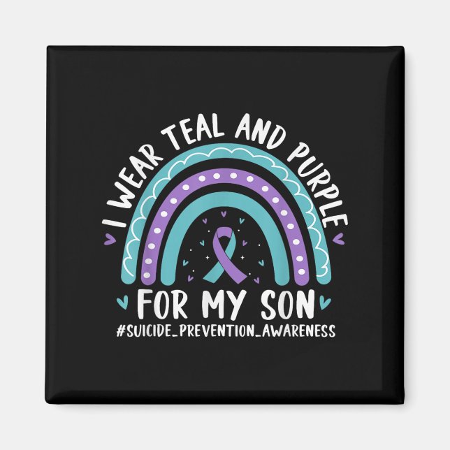 Aimant Je Porte Turquoise &amp; Violet Pour Mon Fils Suic (Devant)