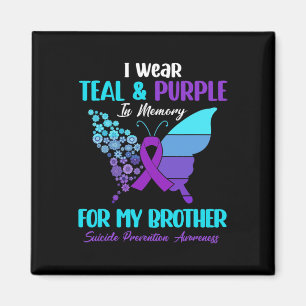 Aimant Je Porte Turquoise Et Violet En Mémoire De Frère S